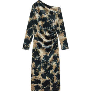 REISS BRIANA Ruched Abstract Print Velvet Dress